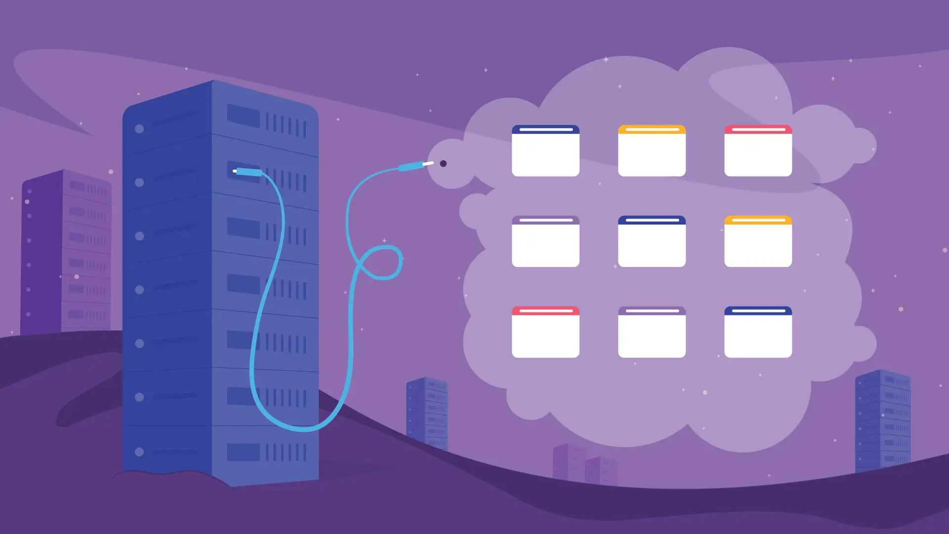 Image of e-commerce hosting setups or server images.