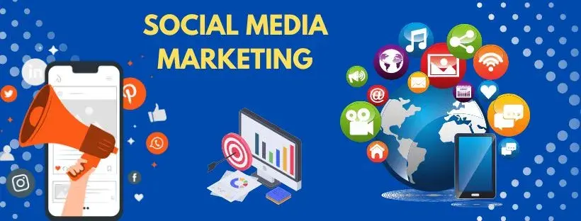 Image of social media platform icons or marketing strategy boards.
